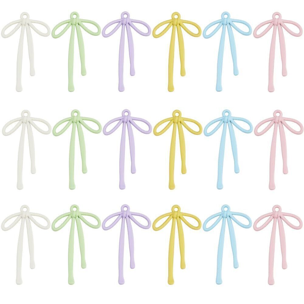 1437 1 Box 30Pcs Alloy Bow Charms Bows Charms Small Spray Painted Purple